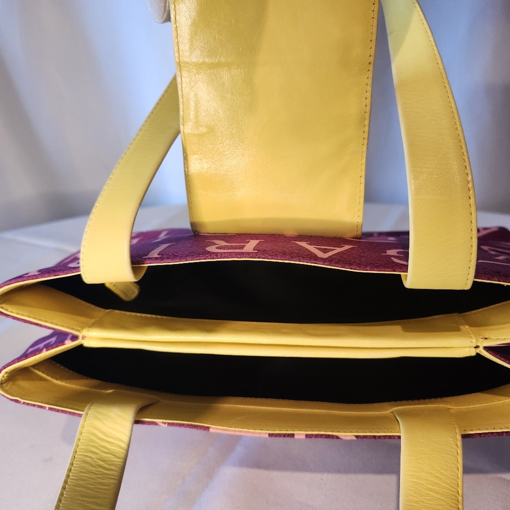 Bvlgari Logo Canvas & Leather Shoulder Bag Purple & Yellow Bulgari - Picture 11 of 16
